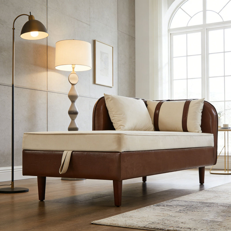 Méridienne de rangement 65 ", Brun + beige