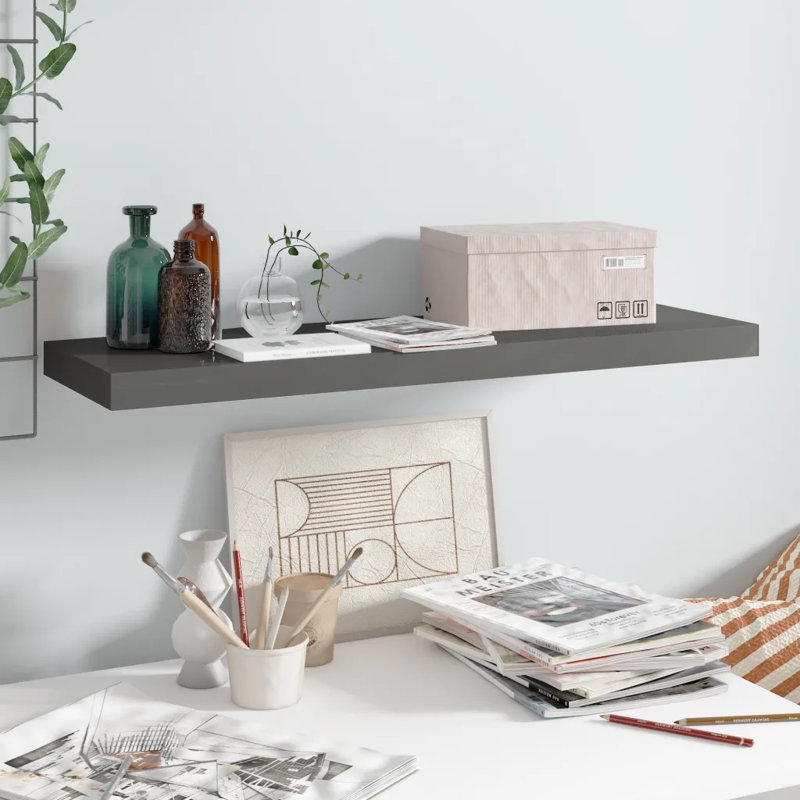 Artamas Floating Shelf, 3.8cm H x 23.5cm W x 80cm D, Black