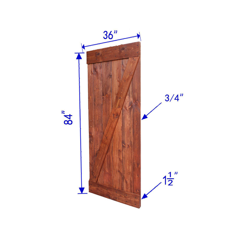 Cognac Finished Solid Wood 36'' x 84'' Traditional Barn Door Slab