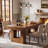 63 Inch Solid Wood Dining Table with Heavy-Duty Base