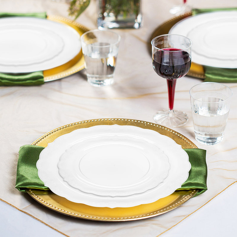 Clear Vintage Round Disposable Plastic Wedding Value Set - 60 Settings