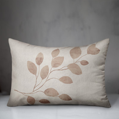 Cream Leaves Rectangular Pillow Cover & Insert