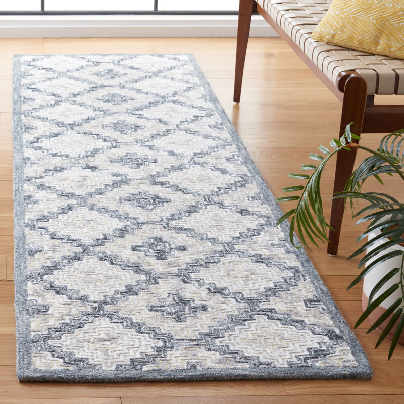 Tapis ivoire / gris touffeté à la main Soho, Rectangle 6 pi x 9 pi