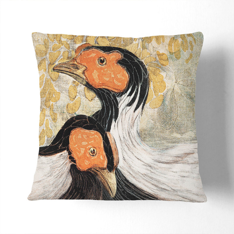 Two Pheasants Square Throw Cushion, 40cm H x 40cm W x 15cm D