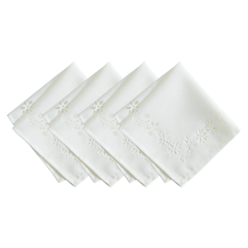 Ensemble de 4 napperons Holmwith Poinsettia Noel, Ivoire