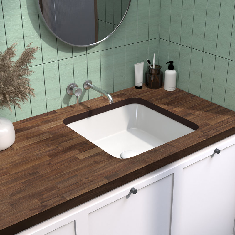 Comptoir de cuisine en bois massif Gladys, Noyer foncé, 1.5" H x 60" W x 25" D