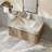 36" Wall-Mounted Bathroom Vanity, Travertine-Pattern Sintered Stone Top, Soft-Close Doors & Drawer, Pre-Assembled, Light Wood/White Oak-2145271482