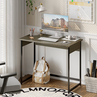 37" Computer Desk Small Spaces Modern Home Office Desk Wide Tabletop Steel Frame