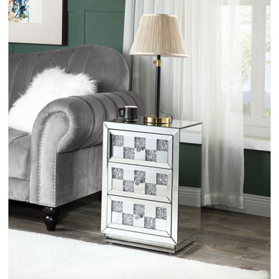 Table d'appoint en miroir et faux diamants