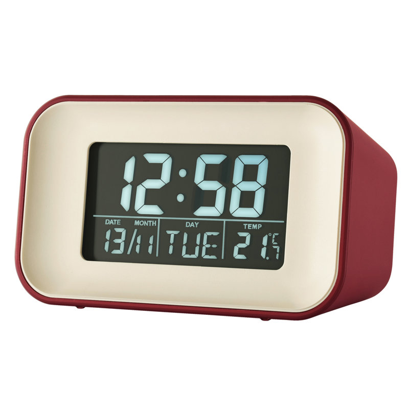 Acctim Retro Digital Alarm Clock Crescendo Alarm Date & Temperature Display, Spice Red