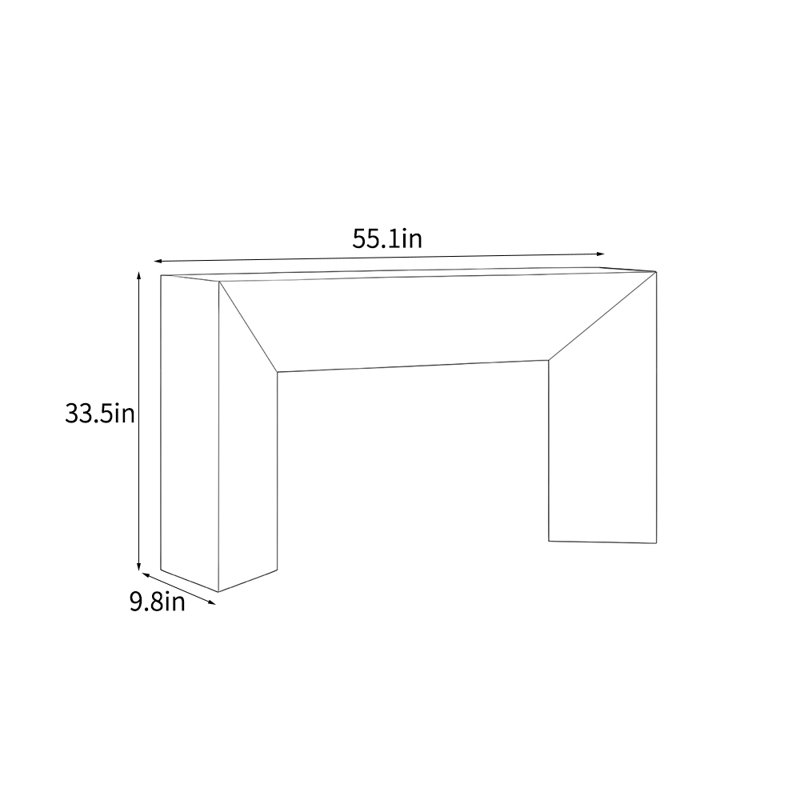 Console de style italien simple et luxueuse, H 33,5 po x l 55,1 po x P 9,8 po