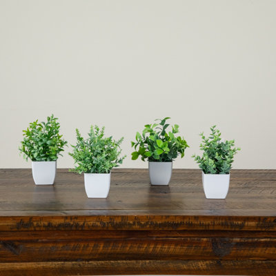 8 po Mini plantes artificielles en pot - ensemble de 4