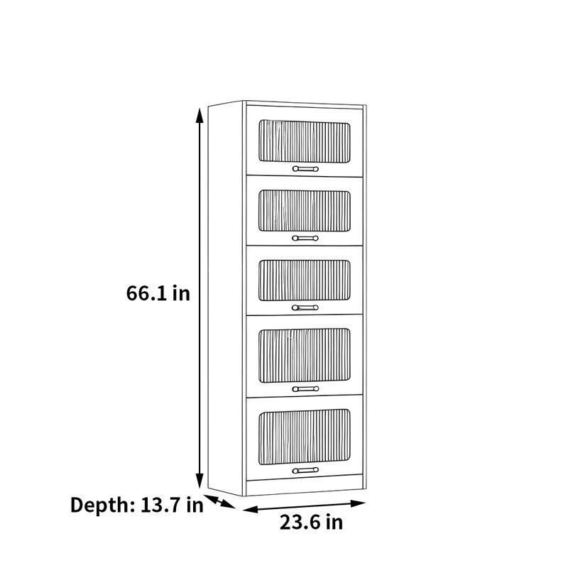 Rabehi, White, (5 Shelves) 66.1"H x 23.6"W x 13.7"D