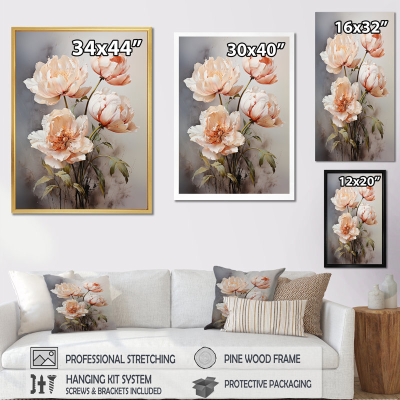 «Tulip beige», impression sur toile, Cadre flottant blanc, H 40 po x l 30 po