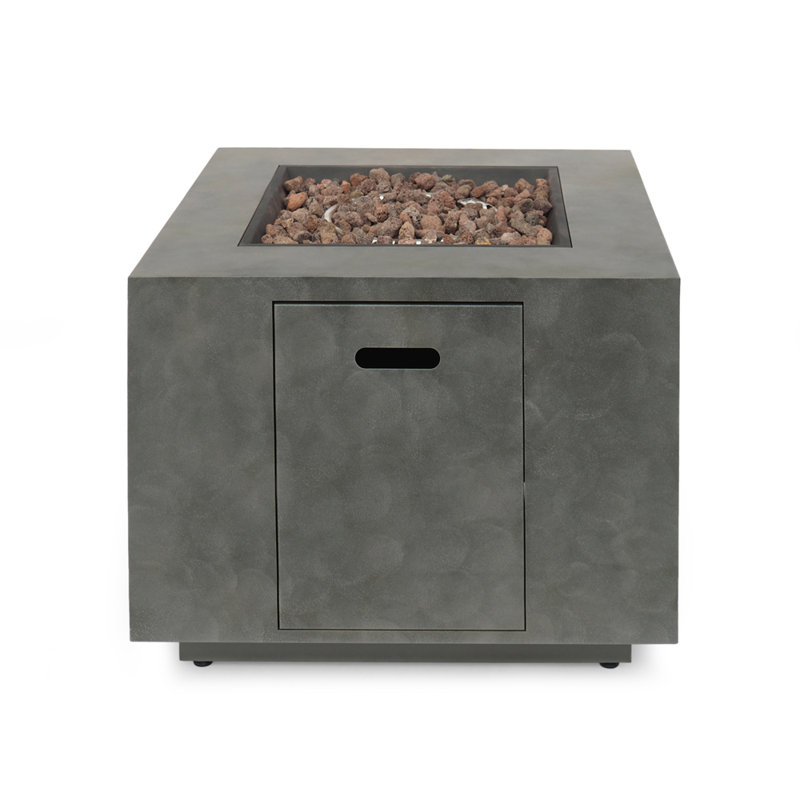 Square Iron Fire Pit With 50,000 BTU High-Output Burner For Outdoor Warmth And Ambiance., 24" H x 31" W x 31" D, Dark Gray