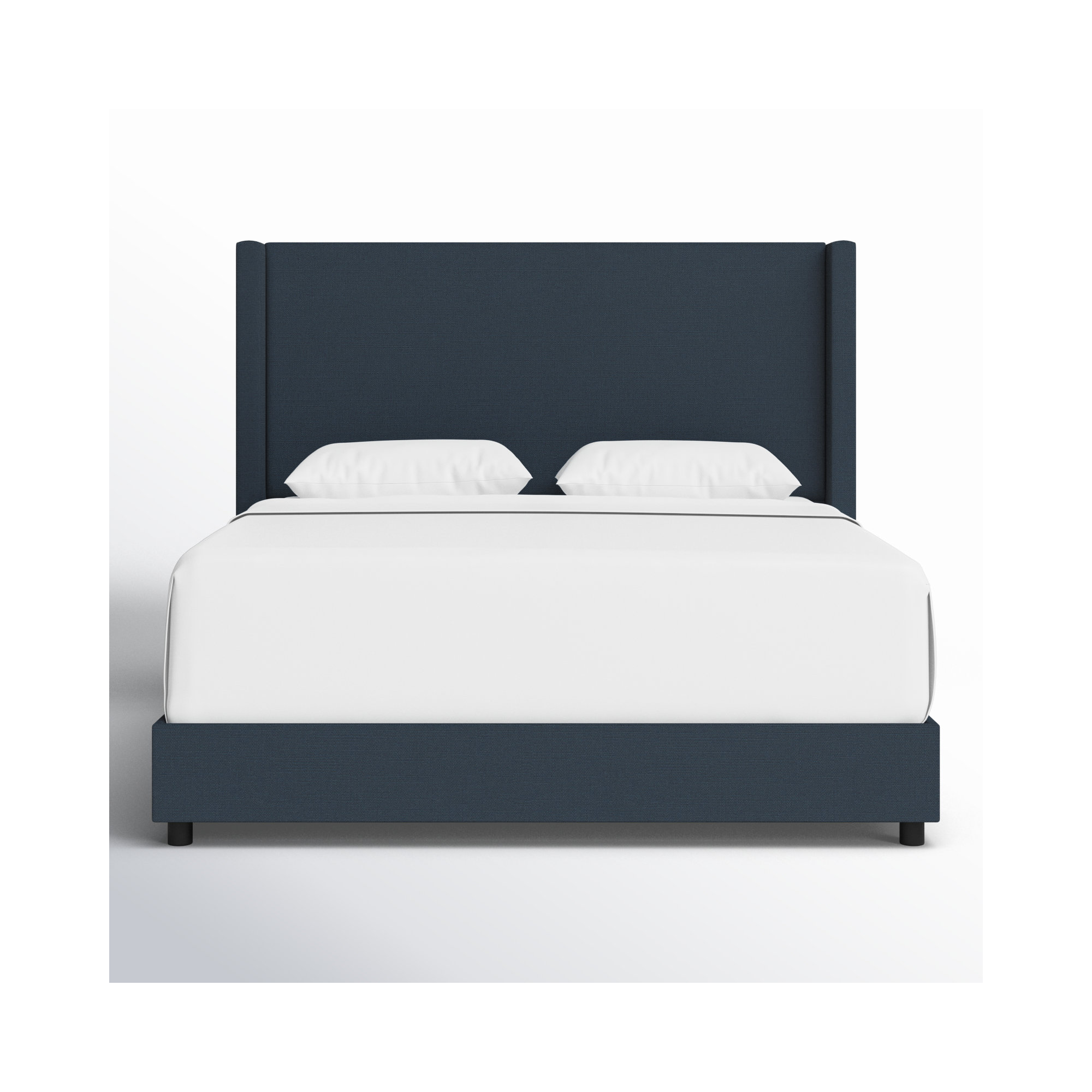 Hanson Upholstered Wingback Bed, Queen, Classic Navy Linen