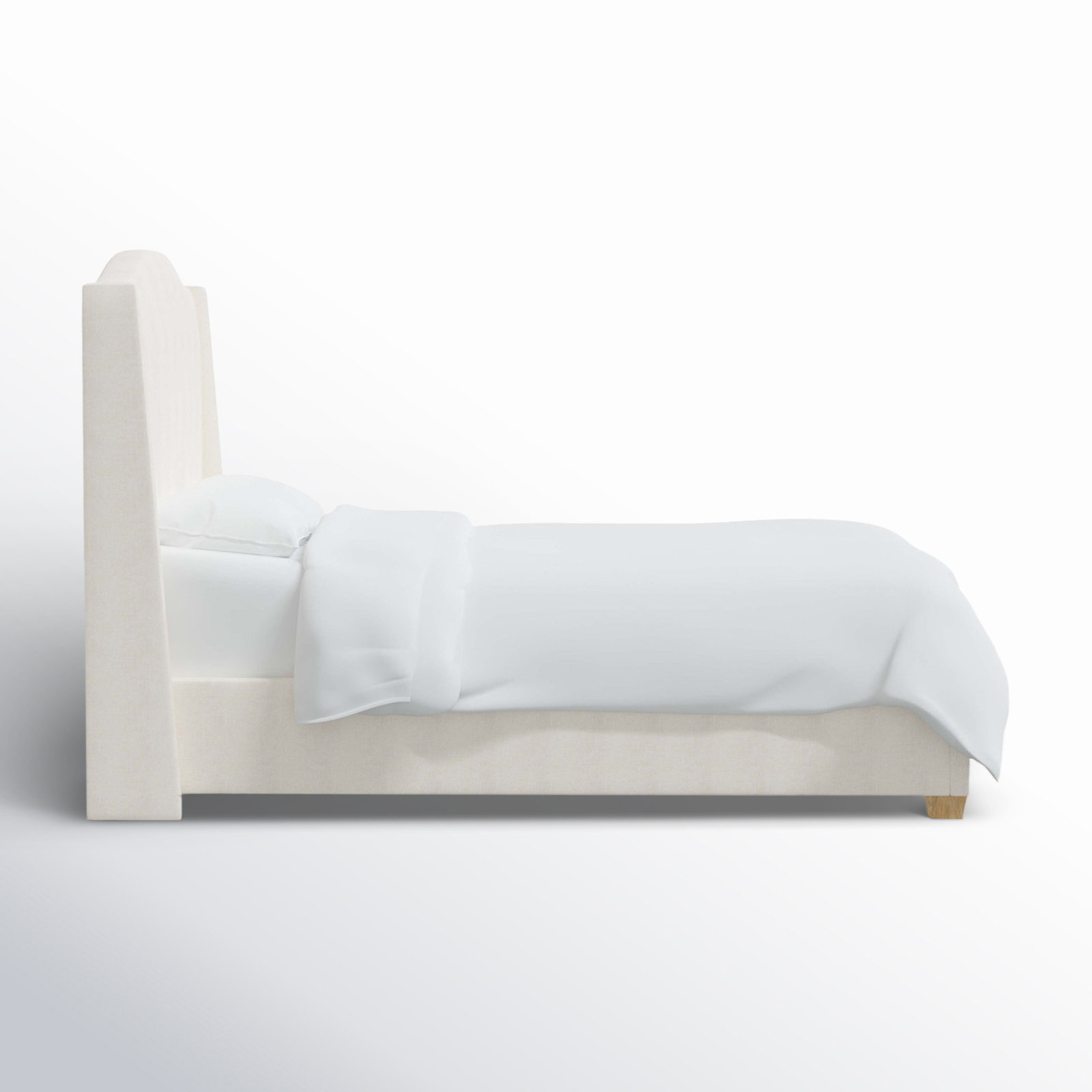 Allis Upholstered Wingback Bed, Zuma White Textured Linen, King