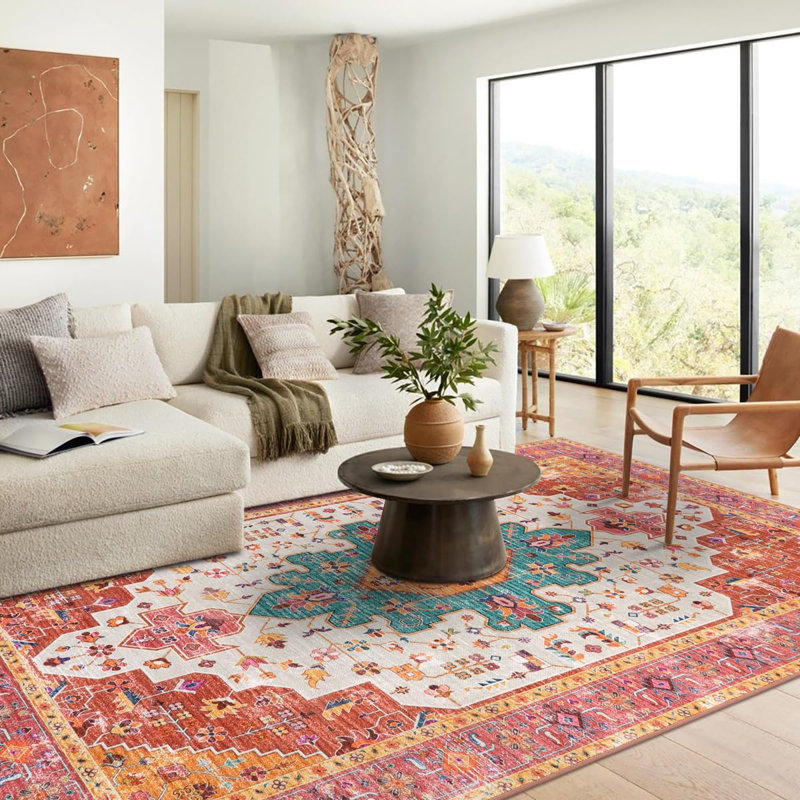 Floral Area Rug, Rectangle 240 x 340 cm, Pink
