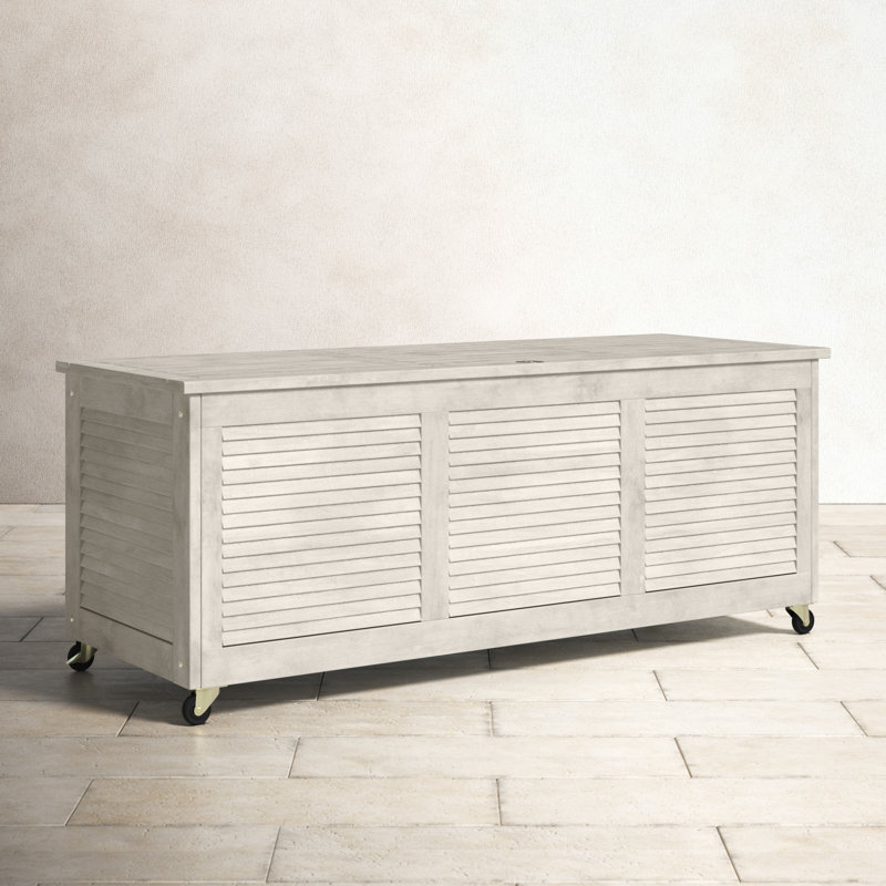 Birch Lane™ Odette 47.2'' W 50 Gallons Solid Wood Eucalyptus Deck Box with Wheels, Gray