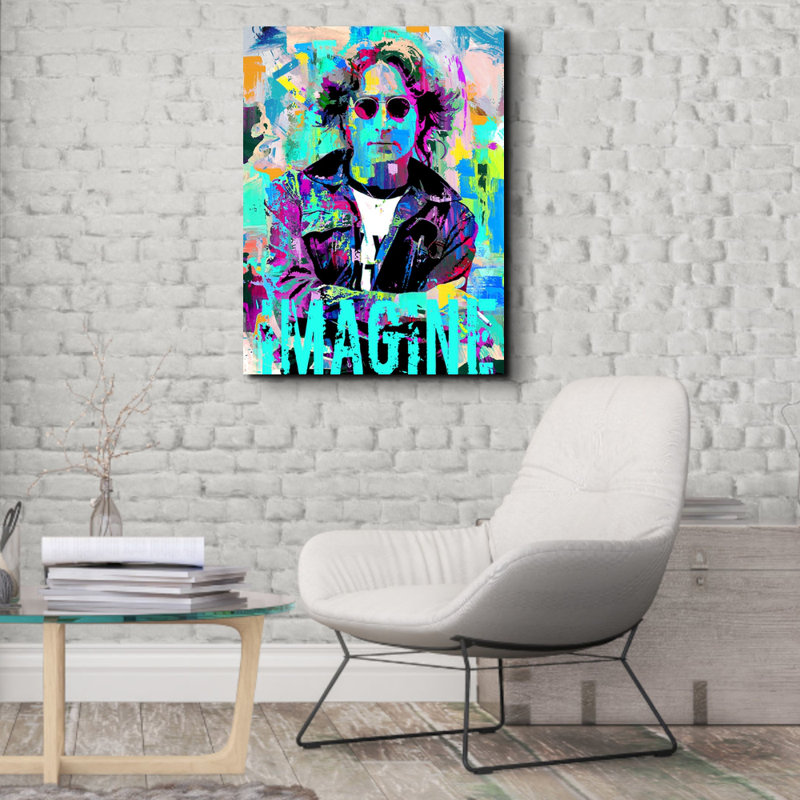 «Tignall John Lennon Imagine On Canvas» par Steven Chambers, reproduction, H 18 po x l 15 po x P 1,5 po