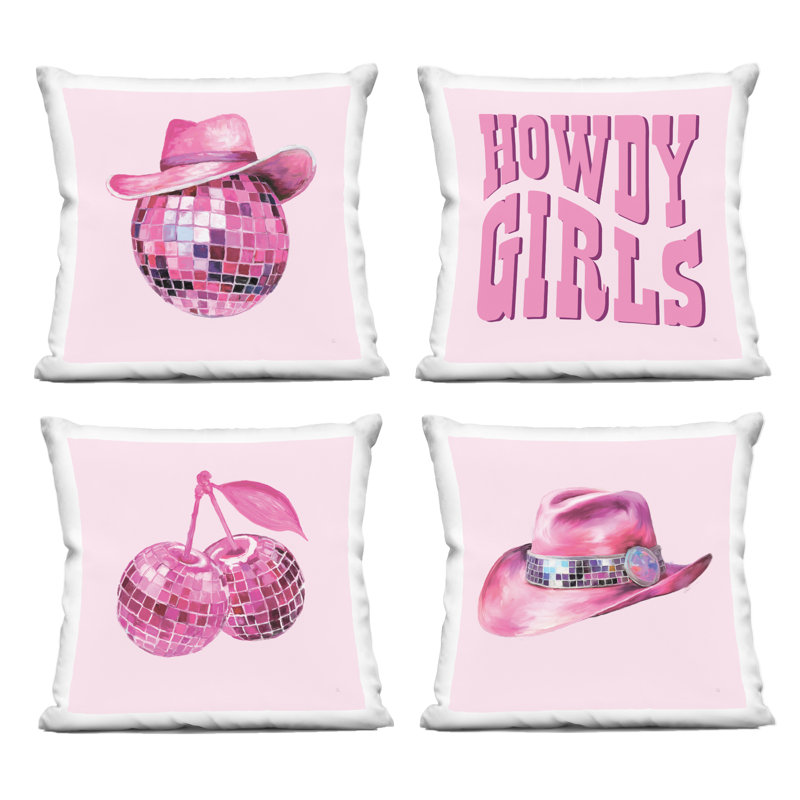 Ensemble de 4 coussins décoratifs Glam Disco Cowgirl Elements, par Sarah Adams