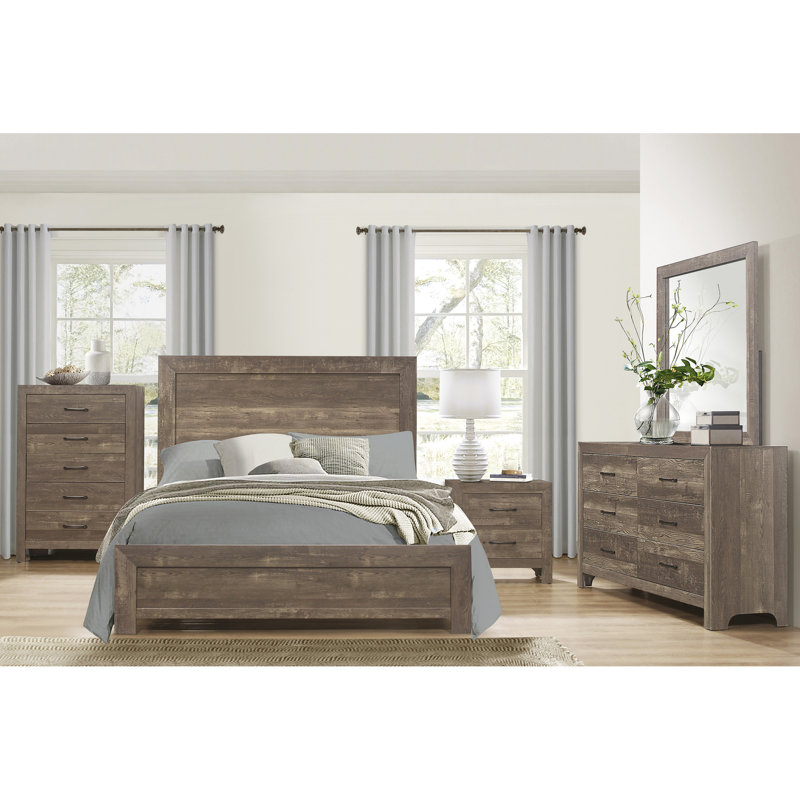 Lit double en bois brun rustique pour chambre à coucher, avec tête de lit, rails et sommier requis, indispensable, indispensable, obligatoire, cadre magnifique exigé, tête de lit et rails d'ameublement de chambre à coucher,