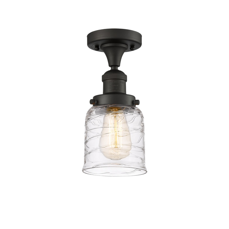 Plafonnier semi-encastré à 1 lumière 5 po Archambault, Bronze huilé, Ampoule non incluse, Tourbillon transparent