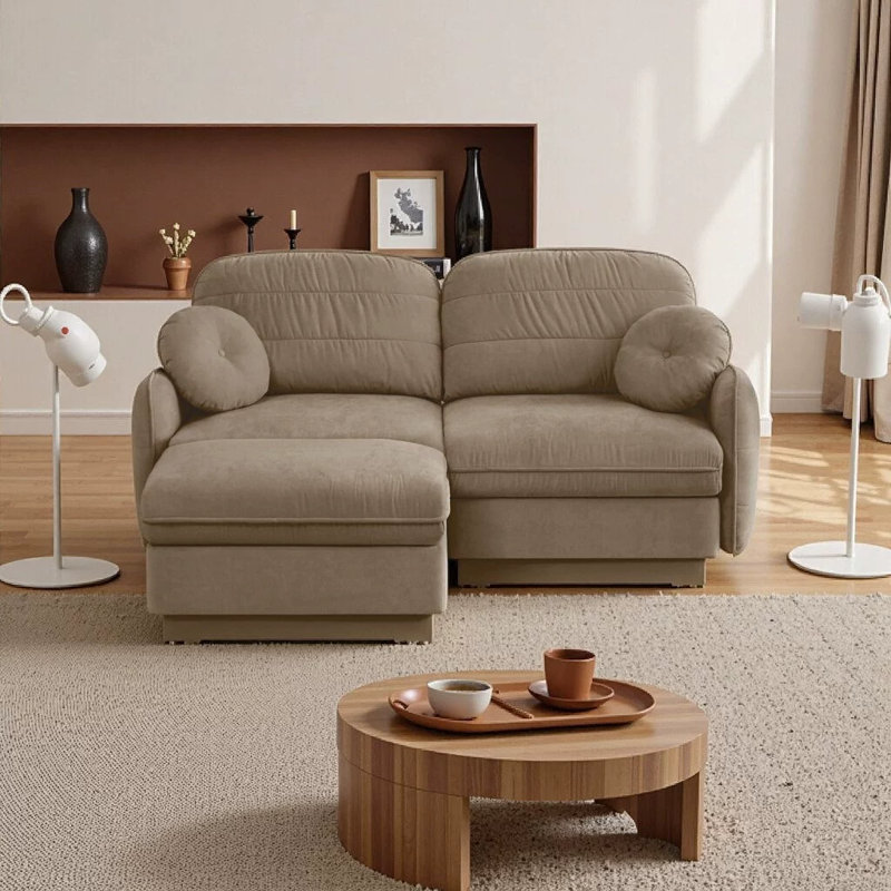 Canapé en forme de L en forme de L 73,2 po avec repose-pieds mobile Rumley, Brown