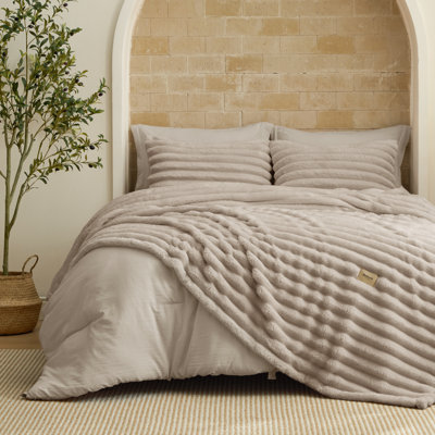 Ensemble d'édredon 2-en-1 avec couverture moelleuse amovible Bedure King - ensemble de literie toutes saisons de conception SnapTech beige (ensemble de 6)