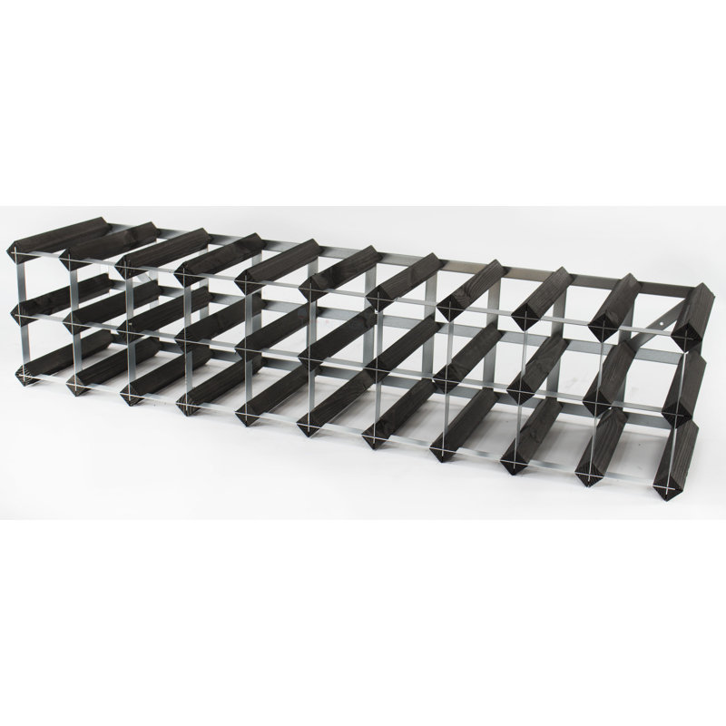 Felica 30 Bottle Floor Wine Bottle Rack, Black Stained / Galvanised Steel