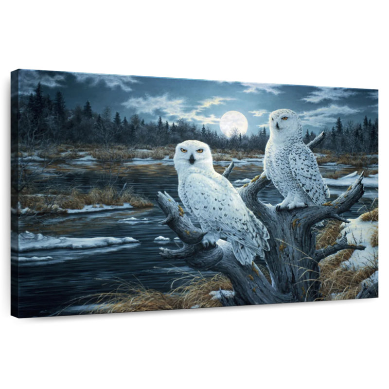 Two Snowy Owls, 30" H x 45" W
