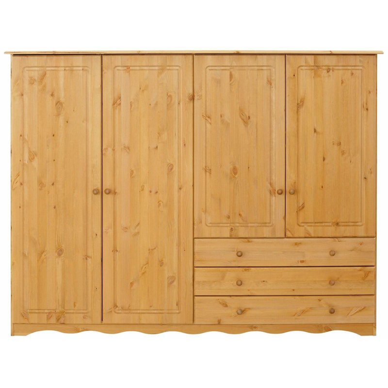 Rolla 4 Door Solid Wood Wardrobe, Brown