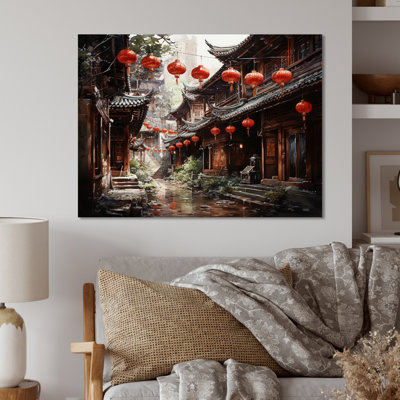 «China Art Red Lantern II» - décoration murale en métal chinois