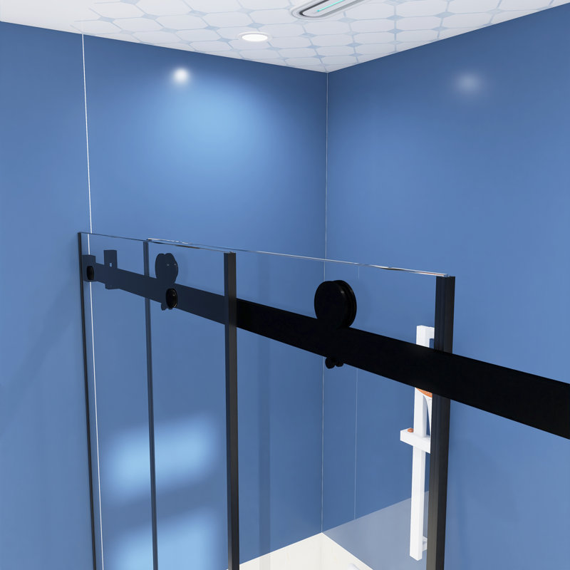 Porte de douche coulissante simple sans cadre l 56 à 60 po x H 60 po en noir mat, Noir mat
