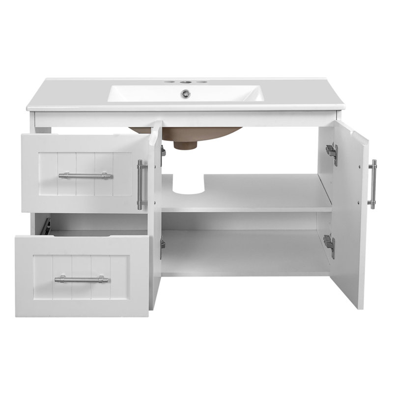 Meuble-lavabo 36 po avec lavabo en céramique, Blanc