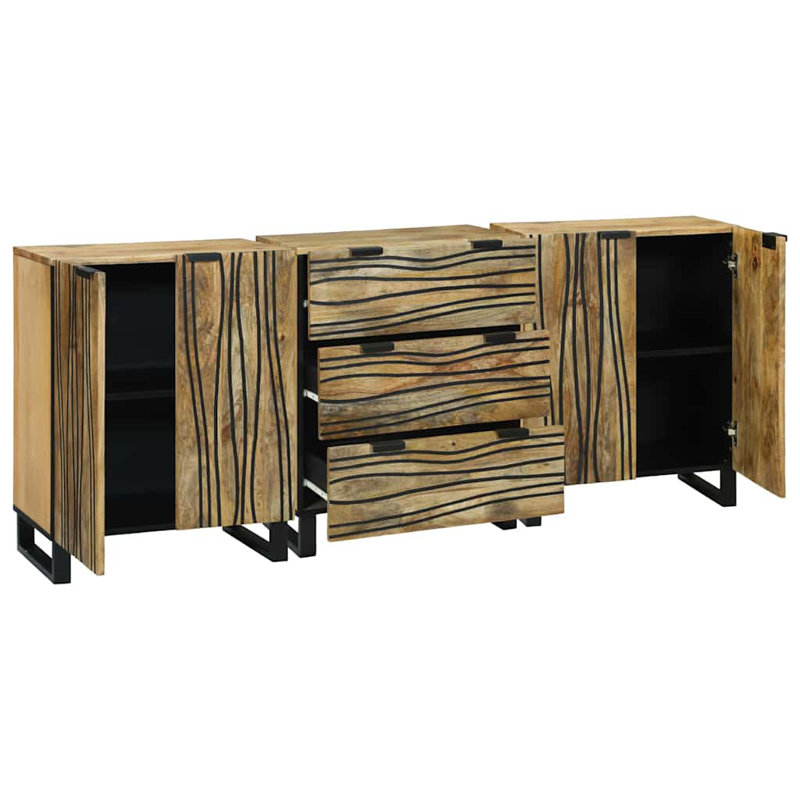 Bathroom Furniture Set With Drawer 3 Pcs 180 X 33 X 75 Cm, Natural