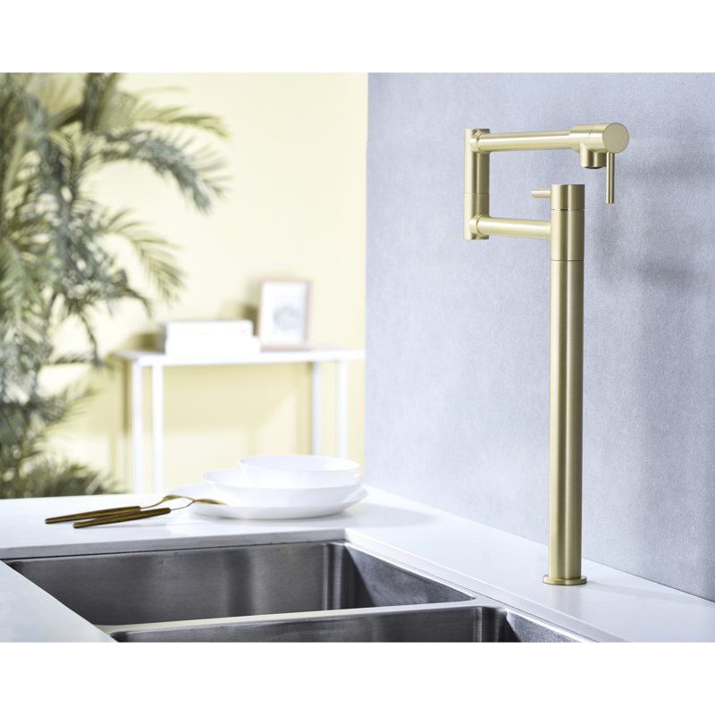 Extension For Pot Filler Faucet - Gold Color, Brass, Control Water Precisely, Rusting Corrosion Material, Double Handles, Produce Bubbles, Smooth Flow, Reduce Splash, Rust, Drip