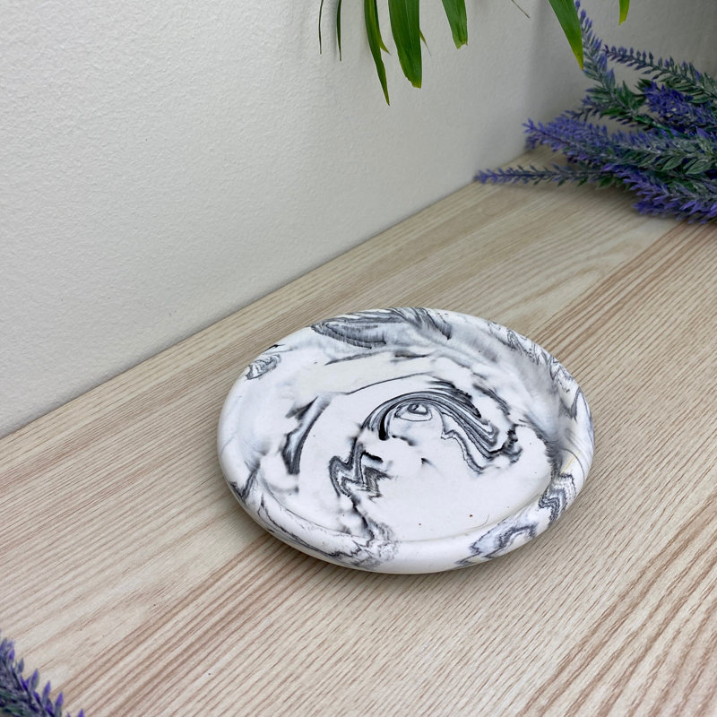 Round Trinket Tray Dish, Grey