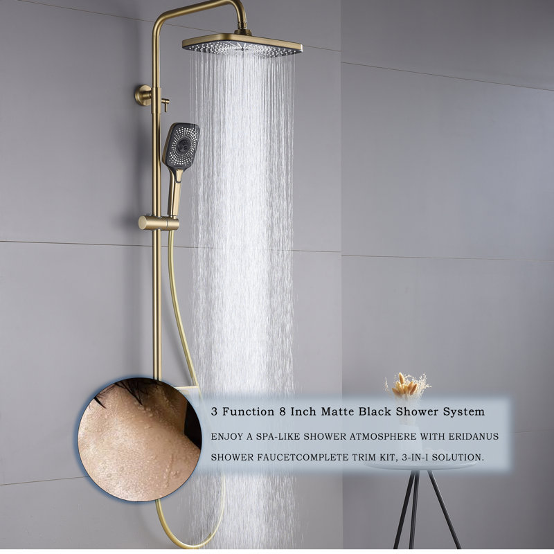 Ensemble de douche à pluie moderne 12 po, douchette à pluie, douchette à main et bec de baignoire, robinet de douche tout-en-un avec valve