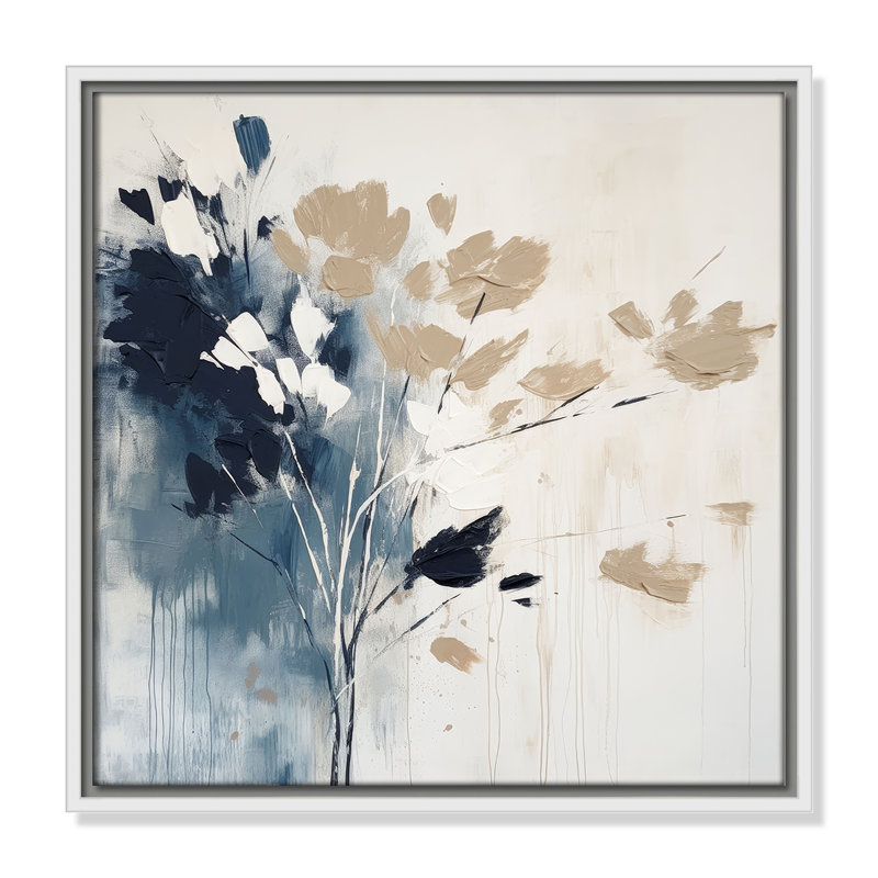 «Bliue Earthly Neutralité I» par Irena Orlov, L 17,5 po x H 17,5 po, Toile avec cadre, Flotteur blanc