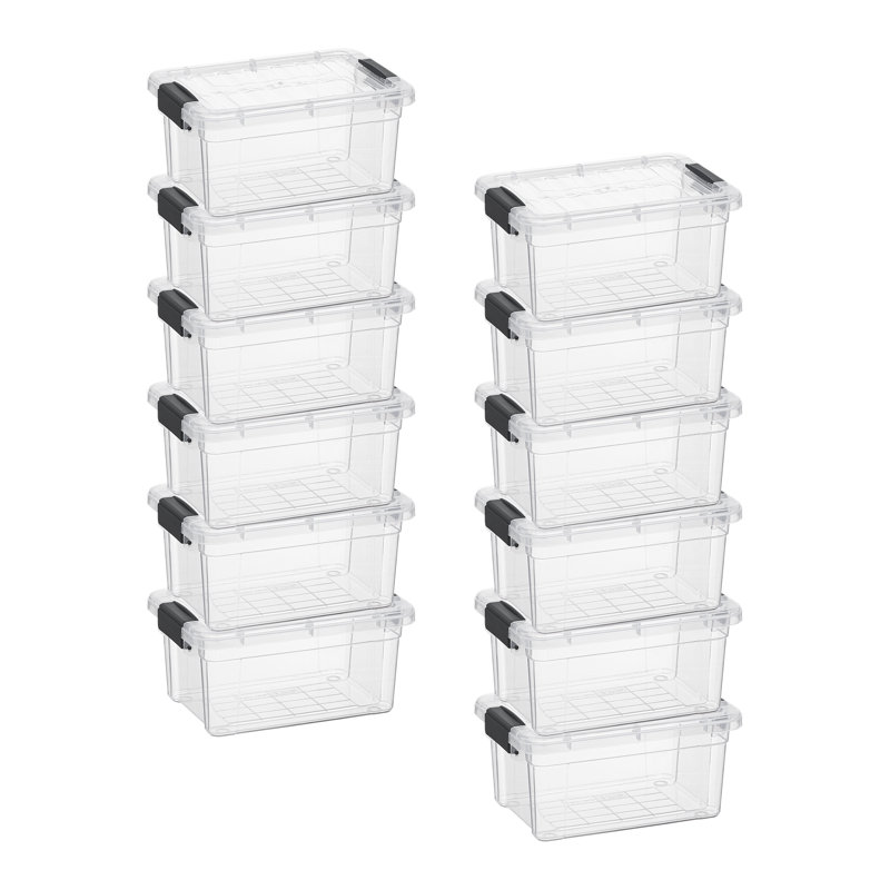  X Mini Storage Container Plastic Crayon Box Stackable Clear Arts and Sewing Organizer, 0.7 Quart, 3 Pack, 0.7 Qt.