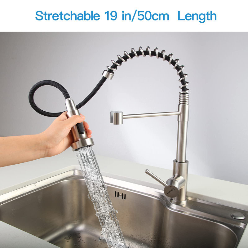 Babevy Pull Down Kitchen Faucet, Brushed Nickel