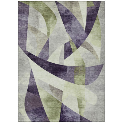Machine Washable Indoor/Outdoor Xhevrie Purple Rug