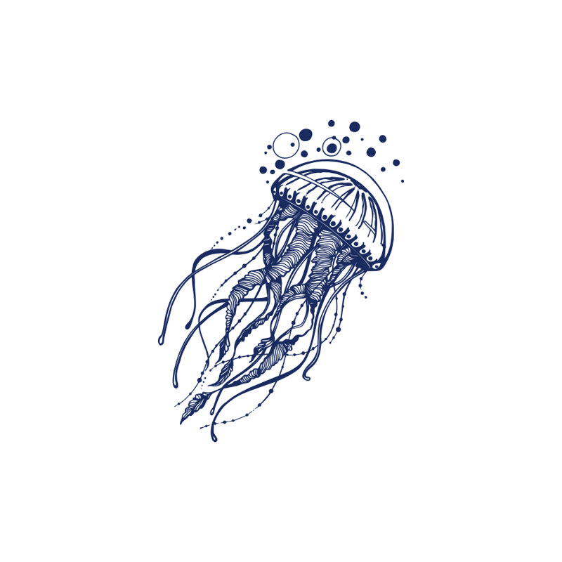 Adhésif décoratif pour salle de bain Méduse, Bleu marine