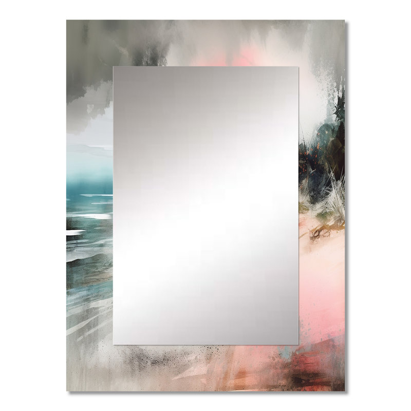 Ocean'S Embrace V - Beach Decorative Mirror, Modern Wall Mirror, Printed Metal Art, 32" x 24"