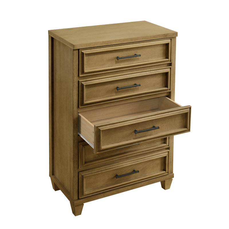 Commode 5 tiroirs Cashin, Chêne antique