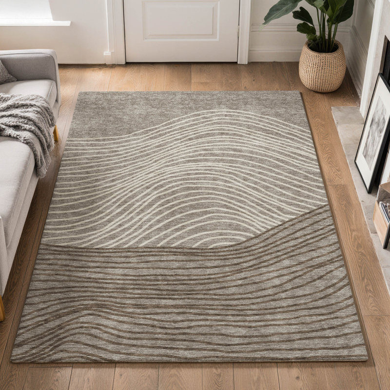 Premium Machine Washable Mayfield AMF2350 Stripes Rug, 8' x 10', Taupe