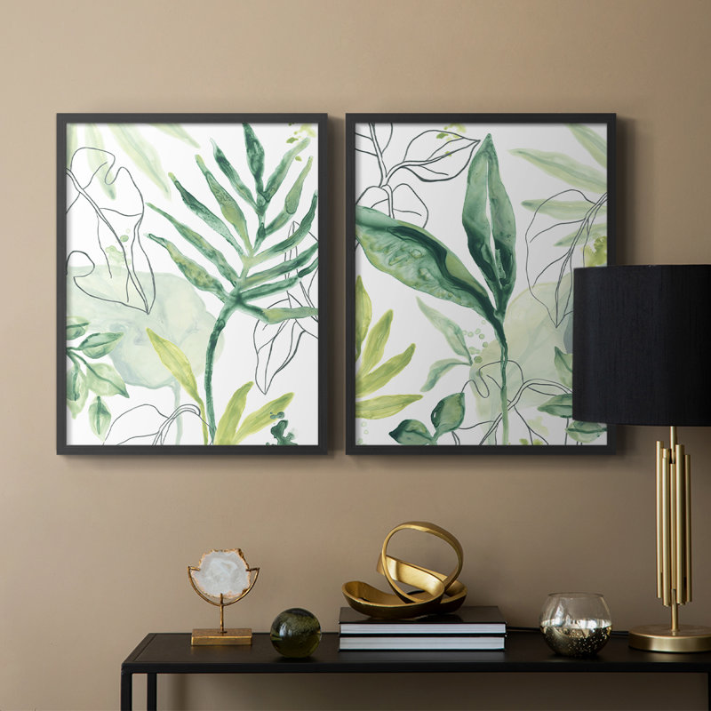 Tropical Palm Chorus III - reproduction encadrée de qualité supérieure - prête à être accrochée - aucun clou requis - aucun clou requis