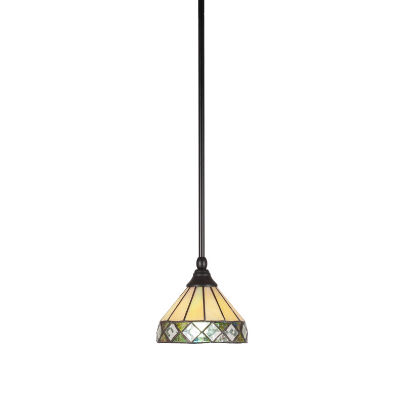 Mini-luminaire suspendu suspendu au fini noir mat avec verre à losanges de 7 po