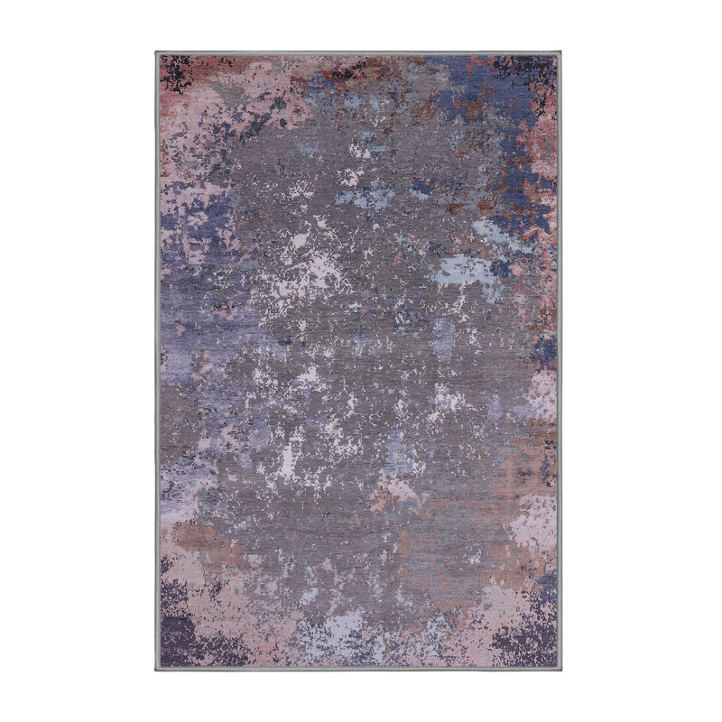 Tapis abstrait gris / mauve, Rectangle 6 pi x 9 pi